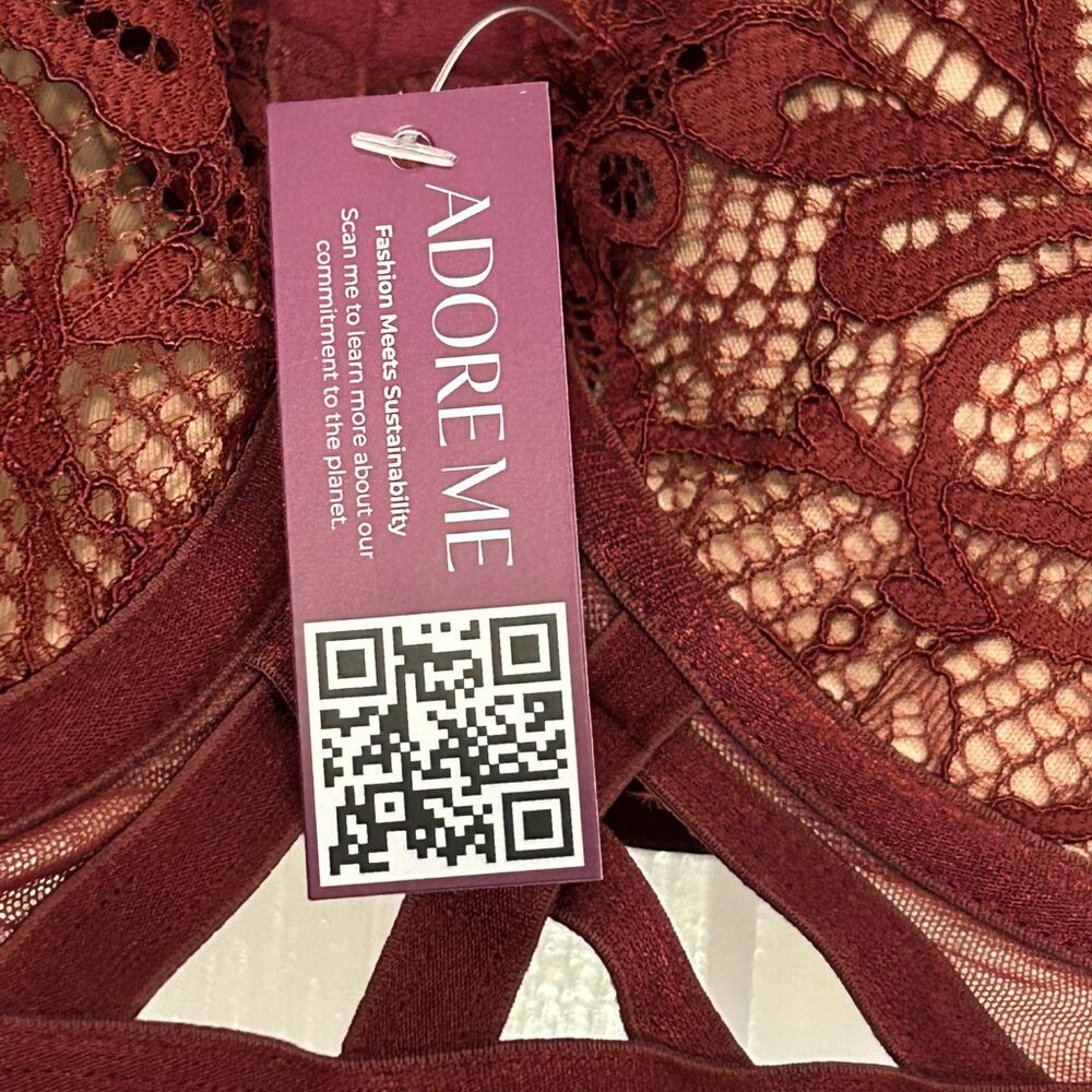 NWT Adore Me Diara Bra + Panty Set - Burgundy - Size 42C + 1X - Picture 9 of 14